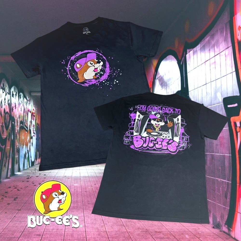 Buc-ee's Unisex I'm Going Back Graffiti DJ Hip Hop SS Graphic Tee Black Youth L
